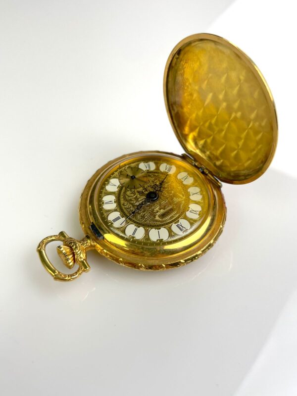 ORNATE GOLD PLATED WIND-UP POCKET WATCH 17 JEWELS INCABLOC SWISS MOVEMENT
