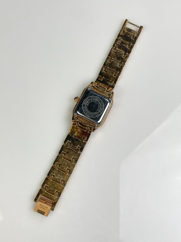 HIGH POLISHED ITALIAN BRONZE CARTIER PANTHERE STYLE WATCH, ABALONE FACE