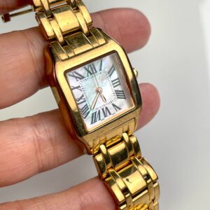 Photo detail:HIGH POLISHED ITALIAN BRONZE CARTIER PANTHERE STYLE WATCH, ABALONE FACE