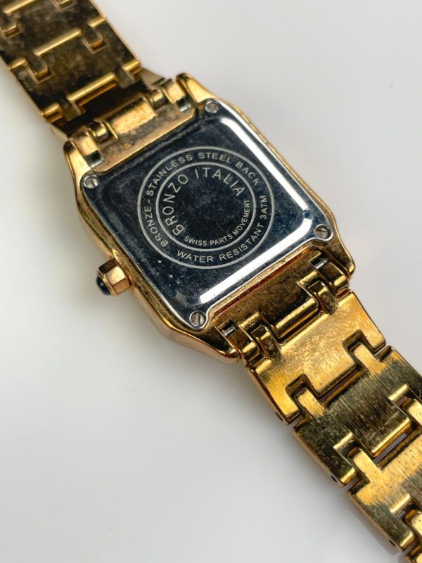 HIGH POLISHED ITALIAN BRONZE CARTIER PANTHERE STYLE WATCH, ABALONE FACE