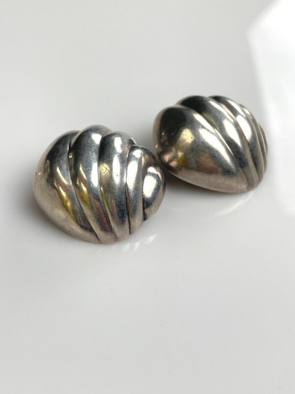 1980S 925 MEXICAN SILVER ORGANIC SHAPED CLIP EARRINGS *STAMPED