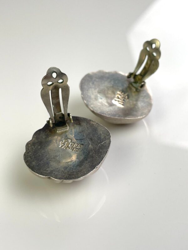 1980S 925 MEXICAN SILVER ORGANIC SHAPED CLIP EARRINGS *STAMPED