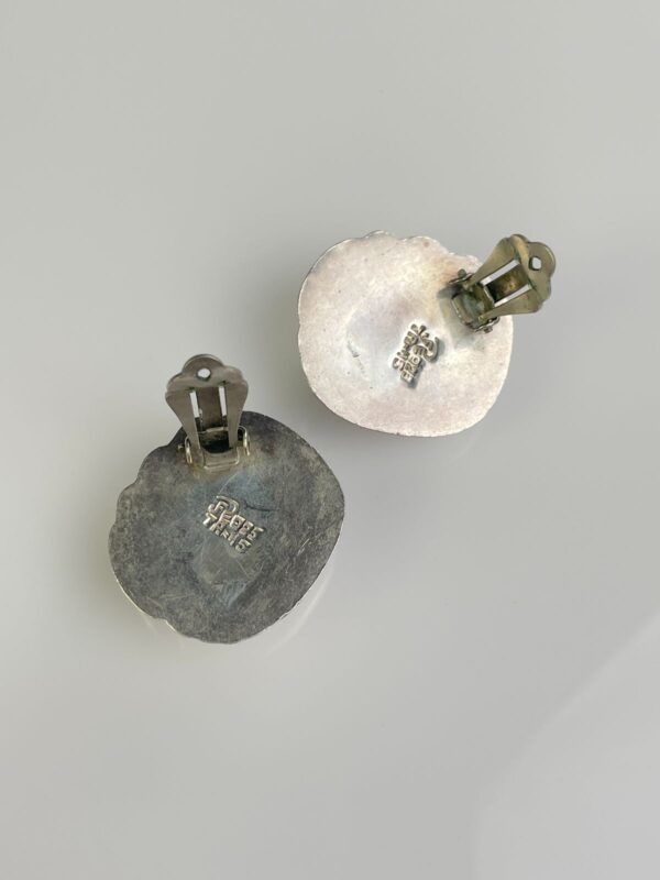 1980S 925 MEXICAN SILVER ORGANIC SHAPED CLIP EARRINGS *STAMPED