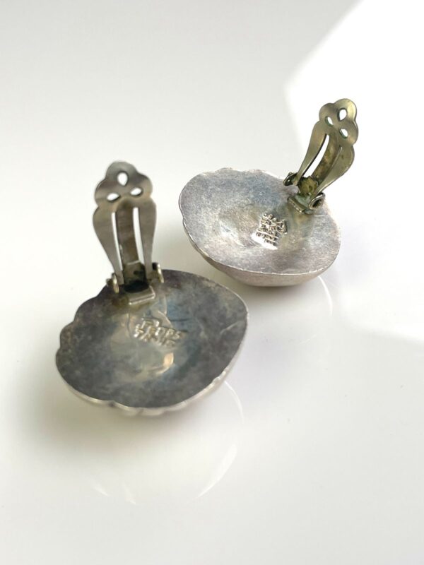 1980S 925 MEXICAN SILVER ORGANIC SHAPED CLIP EARRINGS *STAMPED