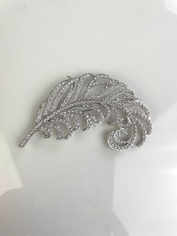 *SIGNED* OVERSIZED RHINESTONE FEATHER BROOCH, MADE IN CANADA