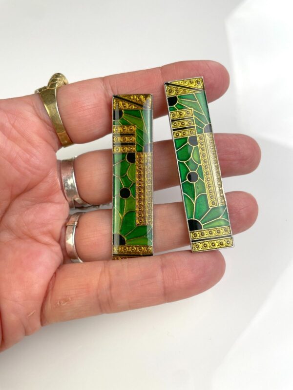 COOL FUNKY ENAMELED DECO DESIGN BROOCH PIN