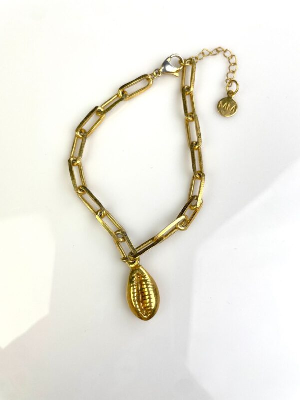 SWEET GOLD PLATED SHELL CHARM CHAIN LINK BRACELET