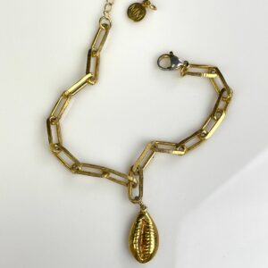 Photo detail:SWEET GOLD PLATED SHELL CHARM CHAIN LINK BRACELET