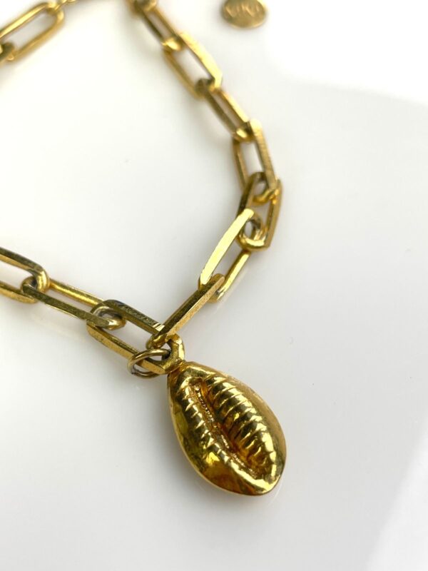 SWEET GOLD PLATED SHELL CHARM CHAIN LINK BRACELET