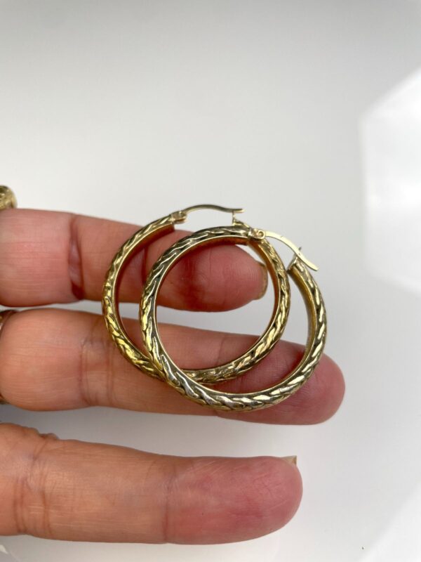 GOLD PLATED 925 BRAIDED SINGLE HOOP EARRINGS *SIGNED AK 925 TURKEY