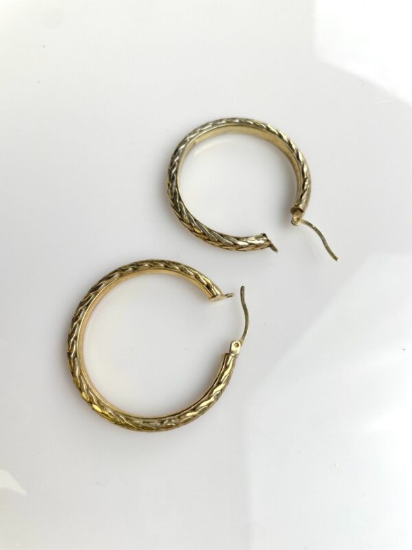 GOLD PLATED 925 BRAIDED SINGLE HOOP EARRINGS *SIGNED AK 925 TURKEY