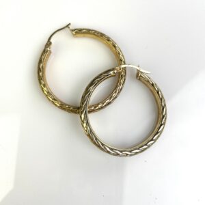 Photo detail:GOLD PLATED 925 BRAIDED SINGLE HOOP EARRINGS *SIGNED AK 925 TURKEY