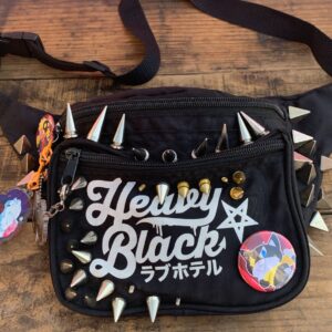 Photo detail:STUDDED NYLON FANNY PACK, ANIME BUTTONS & CHARMS