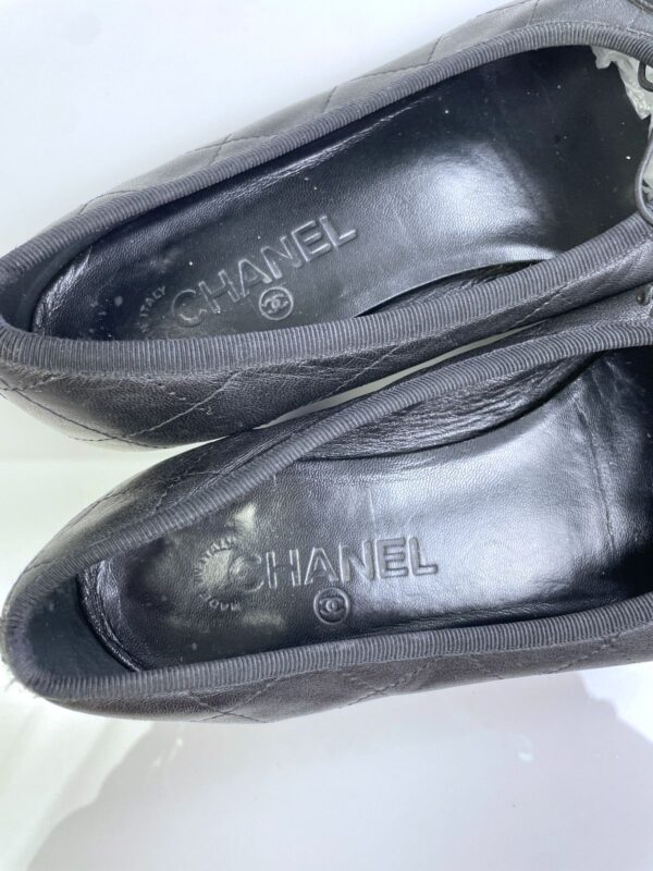 *AS-IS BLACK QUILTED LAMB LEATHER CHANEL BALLET FLATS