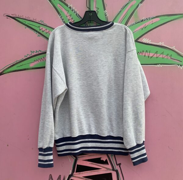 CUTE! RETRO HEATHERED KANSAS VARSITY SWEATSHIRT STRIPED & RIBBED COLLAR & CUFFS