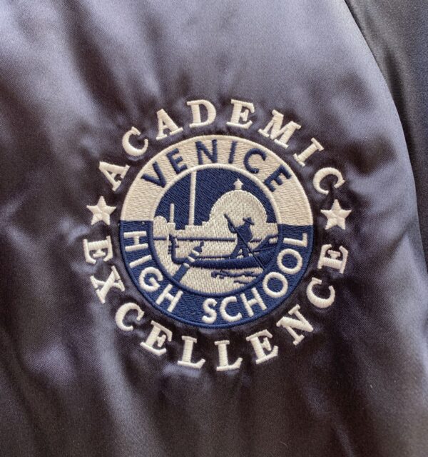 CUTE! VENICE HIGH SCHOOL EMBROIDERED SATIN BASEBALL JACKET