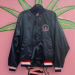 USA OLYMPIC TEAM SATIN BOMBER JACKET SNAP BUTTONS – USA APPLIQUE BACK LETTERING