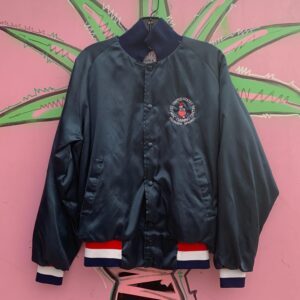 Photo detail:USA OLYMPIC TEAM SATIN BOMBER JACKET SNAP BUTTONS - USA APPLIQUE BACK LETTERING