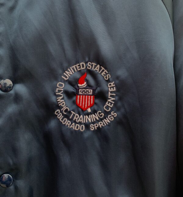 USA OLYMPIC TEAM SATIN BOMBER JACKET SNAP BUTTONS - USA APPLIQUE BACK LETTERING