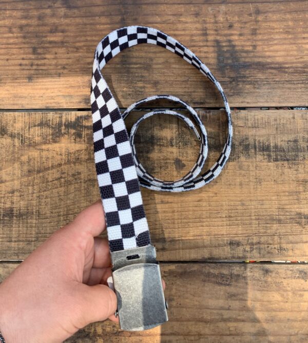 BASIC COTTON CANVAS CHECKERED PRINTED BELT