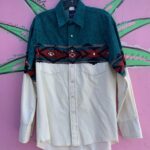 1990S SOUTHWESTERN PRINT 100% COTTON LONG SLEEVE PEARL SNAP WESTERN SHIRT