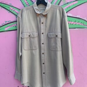 Photo detail:COTTON LONG SLEEVE BUTTON UP SHIRT W/ LEATHER COLLAR TIPS