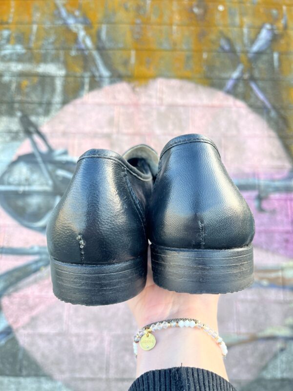 *AS IS* LEATHER PINCH PLEAT WOVEN HEAVY STITCH CRISS-CROSS TOE LOAFER SHOES MADE IN MEXICO