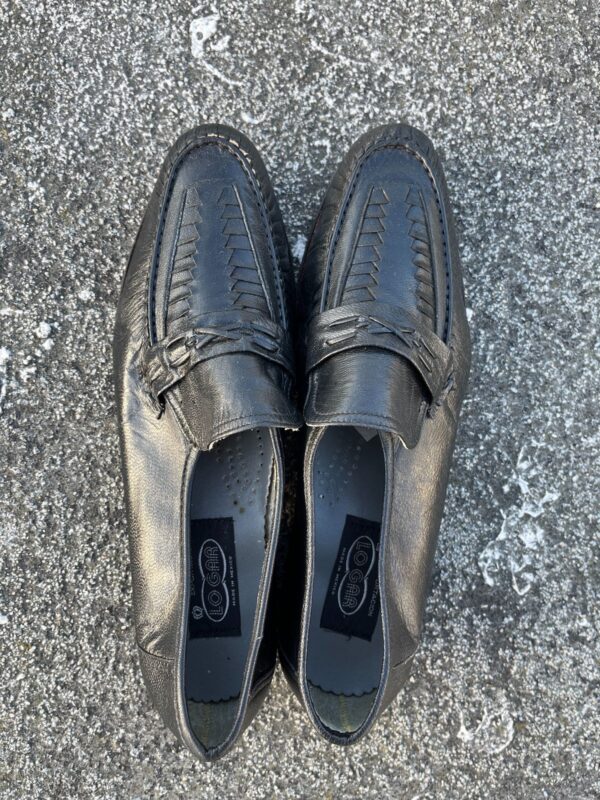 *AS IS* LEATHER PINCH PLEAT WOVEN HEAVY STITCH CRISS-CROSS TOE LOAFER SHOES MADE IN MEXICO