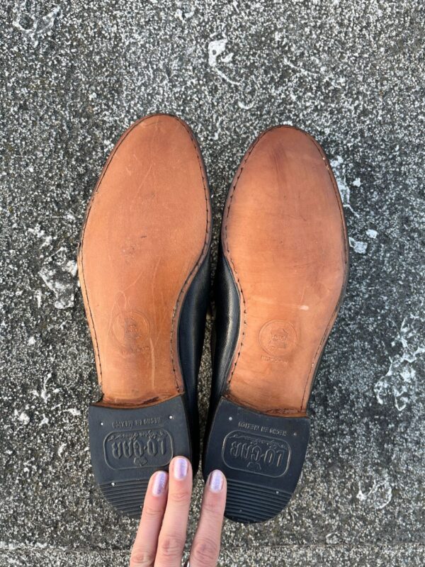 *AS IS* LEATHER PINCH PLEAT WOVEN HEAVY STITCH CRISS-CROSS TOE LOAFER SHOES MADE IN MEXICO