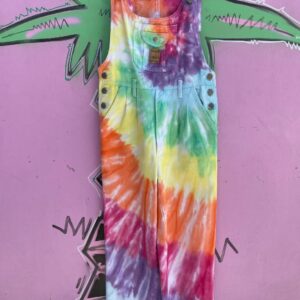 Photo detail:SO FUN!!! 1980S-90S FULLY RAINBOW TIE DYE BIB POCKET OVERALLS
