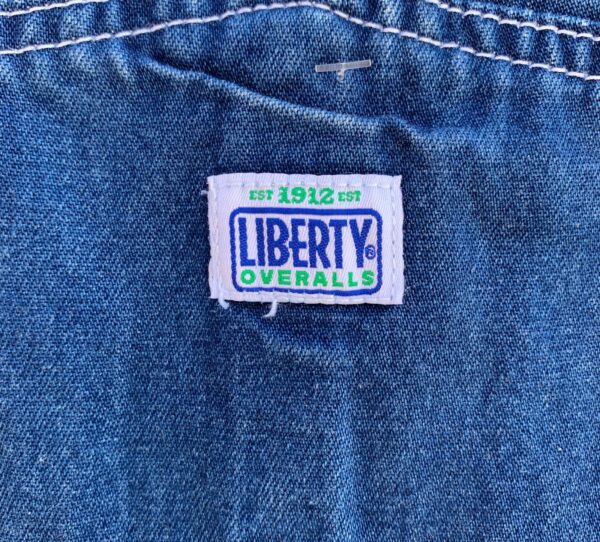 CLASSIC DARK DENIM OVERALLS GREEN TRIM ZIP FRONT POCKET