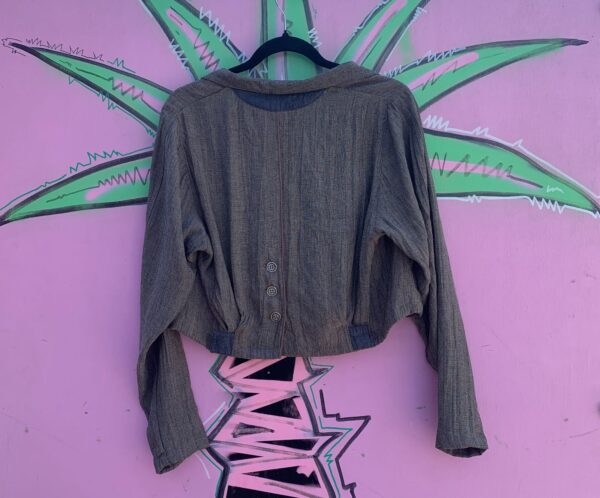 CROPPED TWEED COLLARED & BUTTONED JACKET STYLE BLOUSE