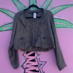 CROPPED TWEED COLLARED & BUTTONED JACKET STYLE BLOUSE
