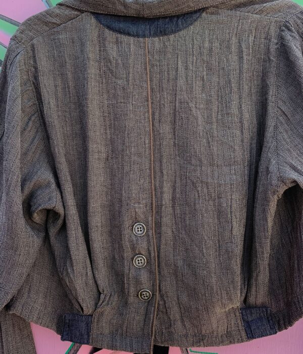 CROPPED TWEED COLLARED & BUTTONED JACKET STYLE BLOUSE