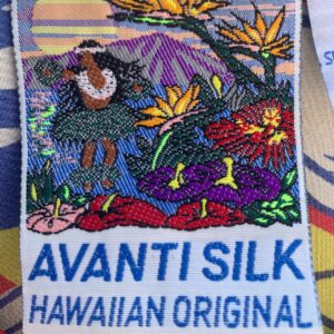 Photo detail:BRIGHT TROPICAL FLORAL & HULA GIRL PRINT SHORT SLEEVE BUTTON UP SILK HAWAIIAN SHIRT
