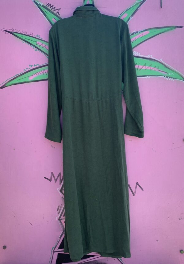 SLINK TWILL FAINT FLORAL PRINT LONG SLEEVE FULLY BUTTON UP MAXI DRESS