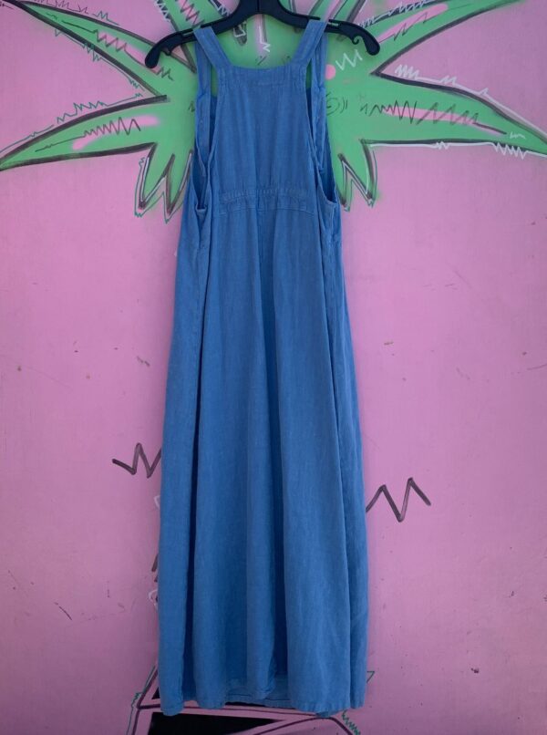 *AS-IS* 100% LINEN BUTTON STRAP MAXI DRESS SINGLE FRONT POCKET