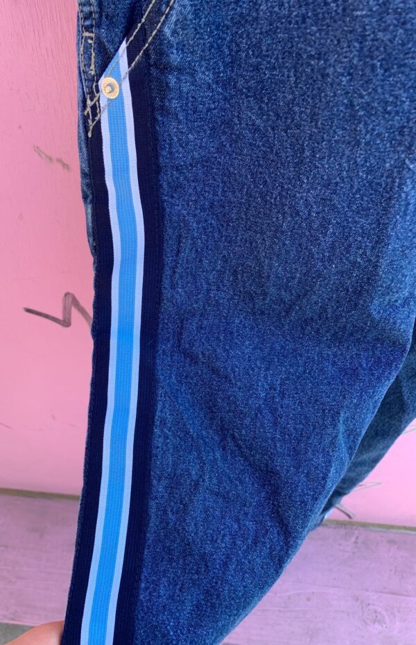 1990S DEADSTOCK DARK DENIM OVERALLS, RACING STRIPES - NWT