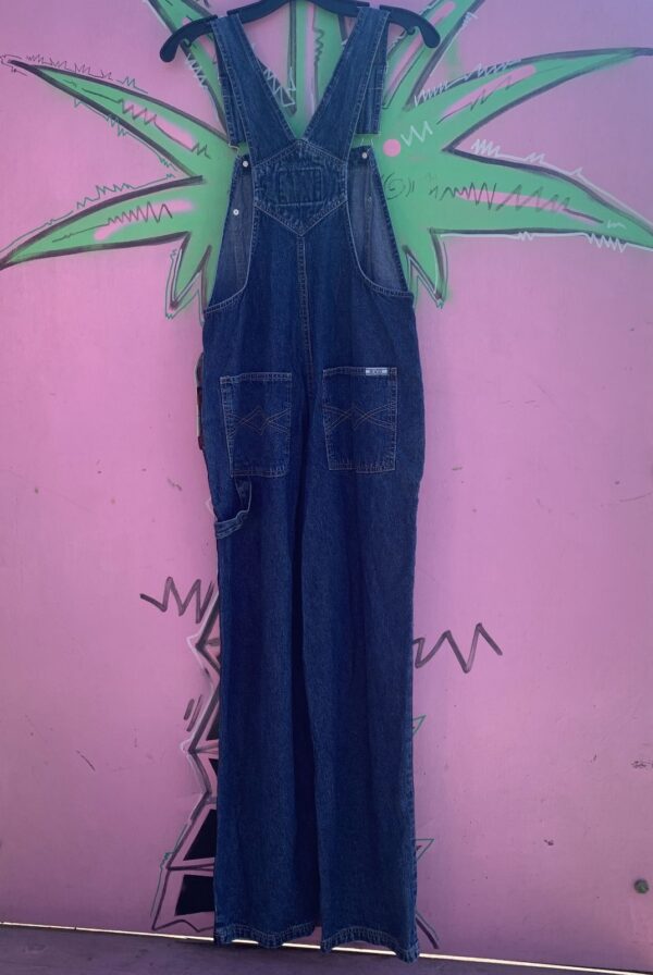 1990S DEADSTOCK DARK DENIM OVERALLS, RACING STRIPES - NWT