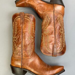 LUCCHESE GORGEOUS! EMBROIDERED LUCCHESE COWBOY BOOTS in COGNAC