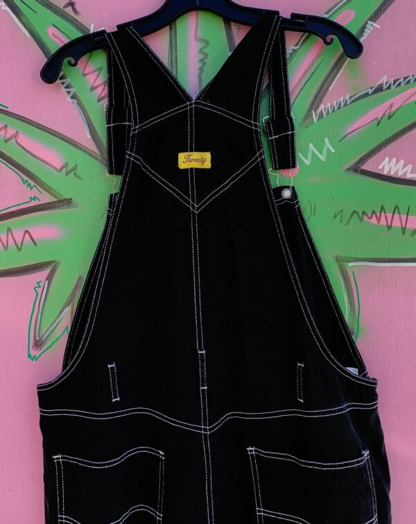 AS-IS LOONEY TUNES SO CUTE! 2000S EMBROIDERED TWEETY AND SYLVESTER OVERALLS W/ CONTRAST STITCH