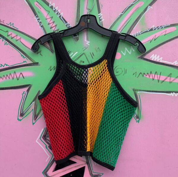 CUTE! RASTA COLORED NETTED CROPPED TANK TOP!
