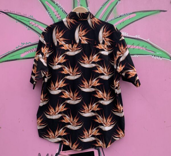 100% COTTON TONAL HAWAIIAN PRINT SHIRT BIRDS OF PARADISE
