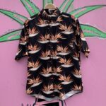 100% COTTON TONAL HAWAIIAN PRINT SHIRT BIRDS OF PARADISE