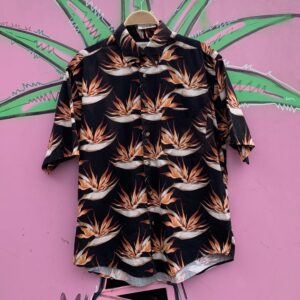 Photo detail:100% COTTON TONAL HAWAIIAN PRINT SHIRT BIRDS OF PARADISE