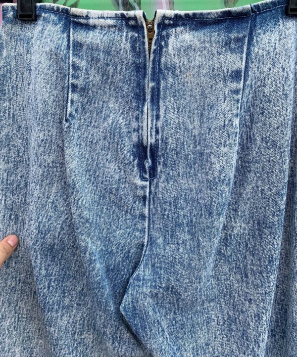 KILLER 1980S HIGH WAIST ACID WASH DENIM CIGARETTE PANTS BACK ZIPPER