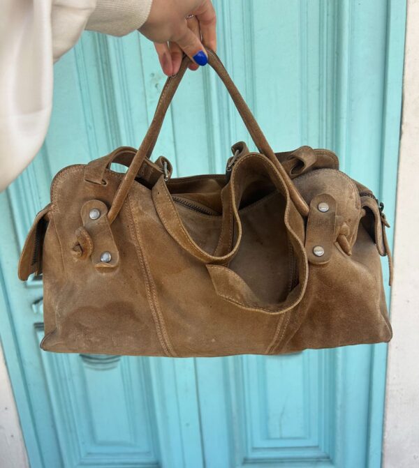 *AS-IS* Y2K SUEDE DOUBLE HANDLE HOBO BAG CROSS BODY STRAP