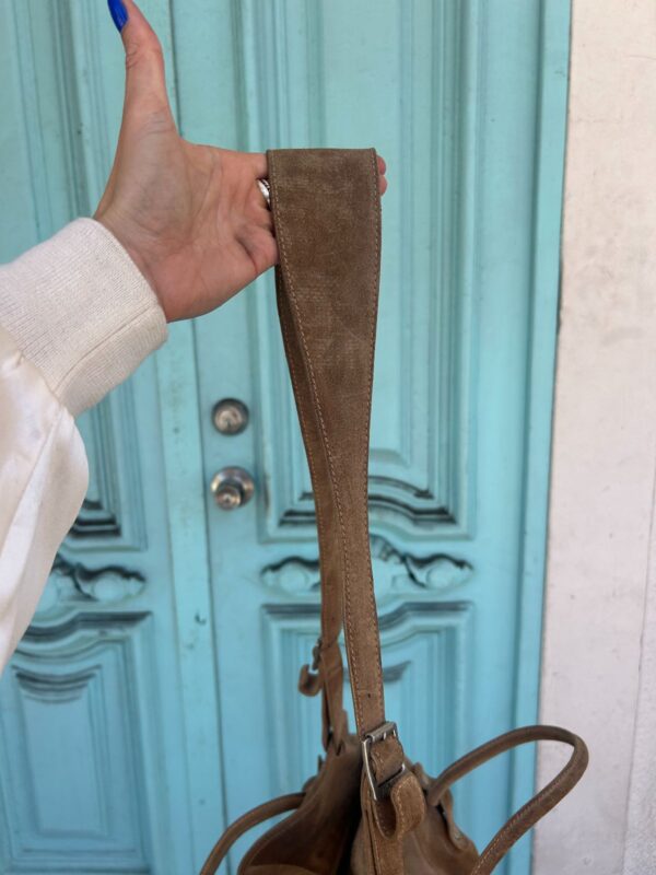 *AS-IS* Y2K SUEDE DOUBLE HANDLE HOBO BAG CROSS BODY STRAP
