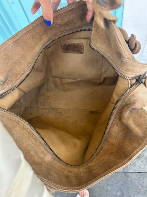 *AS-IS* Y2K SUEDE DOUBLE HANDLE HOBO BAG CROSS BODY STRAP