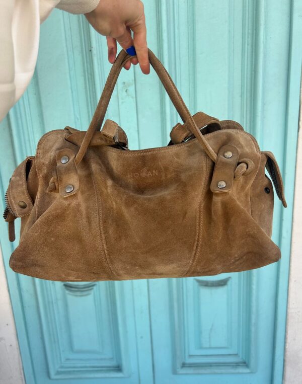 *AS-IS* Y2K SUEDE DOUBLE HANDLE HOBO BAG CROSS BODY STRAP